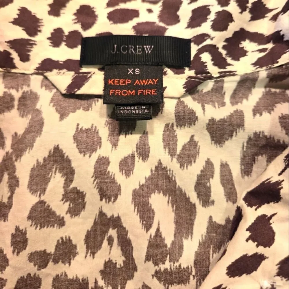 J Crew Animal Print Cotton Camp Shirt Sz XSMALL